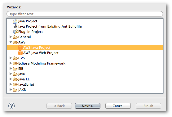 
                     Creating a new AWS Java project
                  