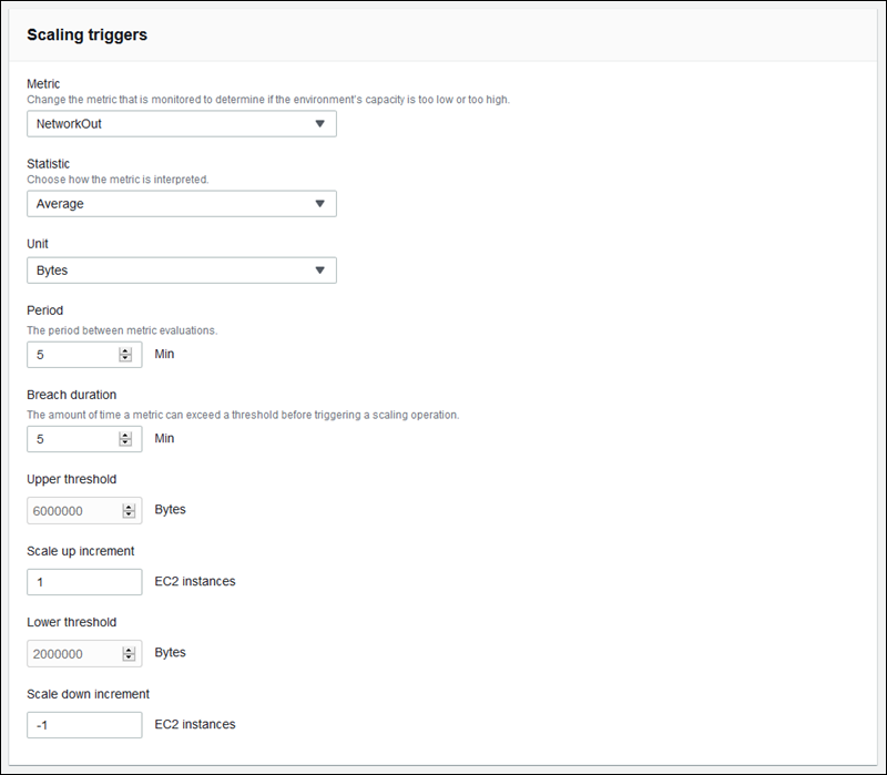 
            Elastic Beanstalk Auto Scaling triggers configuration page
          