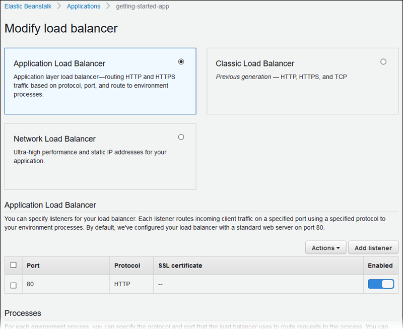 
            Load balancer configuration during environment creation
          